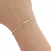 Catena con perle di vetro da 2 mm - Oro - Pastello x50cm