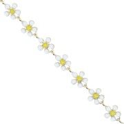Catena con fiore margherita in resina epossidica 5,8 mm Oro - Bianco - Giallo x50cm