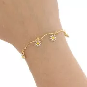 Catena - Fiore a margherita in resina epossidica da 13 mm - Oro x50 cm