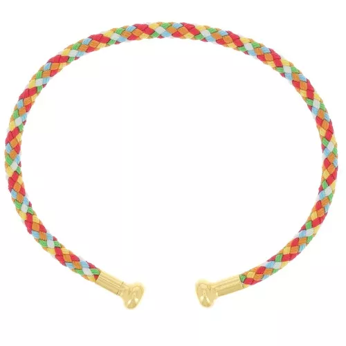Bracciale cordone ritorto svitabile Multicolore - Dorato oro fino