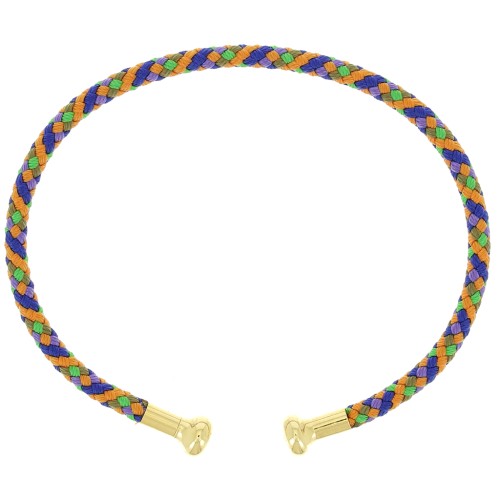 Bracciale cordone ritorto svitabile - Multi scuro - Dorato oro fino
