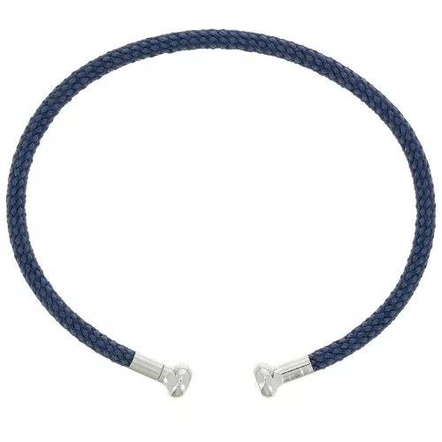 Bracciale cordone ritorto svitabile - Blu scuro - Rodio