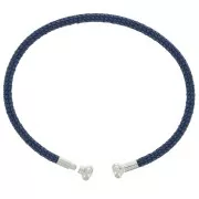 Bracciale cordone ritorto svitabile - Blu scuro - Rodio