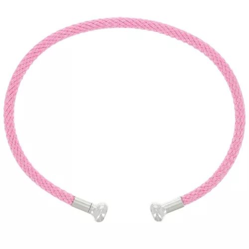 Bracciale cordone ritorto svitabile - Rosa - Rodio