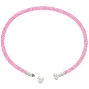 Bracciale cordone ritorto svitabile - Rosa - Rodio