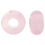 Perlina rotonda a foro largo - donuts - pietra semipreziosa 14mm - quarzo rosa x1|raw }}