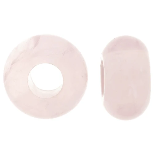 Perlina rotonda a foro largo - donuts - pietra semipreziosa 14mm - quarzo rosa x1