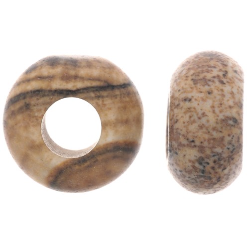 Perlina rotonda foro largo donuts pietra semipreziosa 14mm diaspro paesaggisticox1