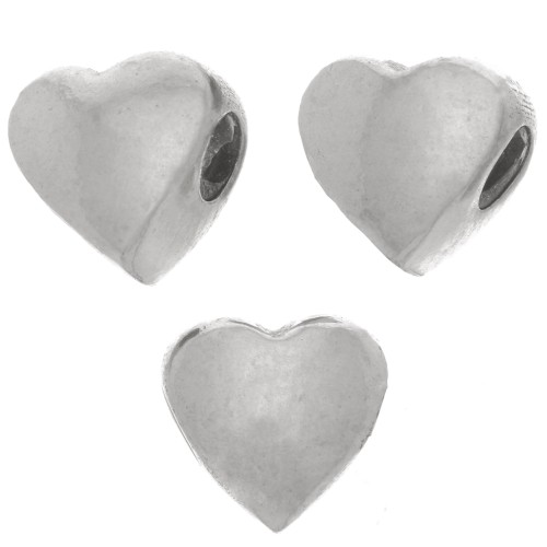 Perlina in argento 925 a forma di cuore 5,5 mm con foro da 1,5 mm x1