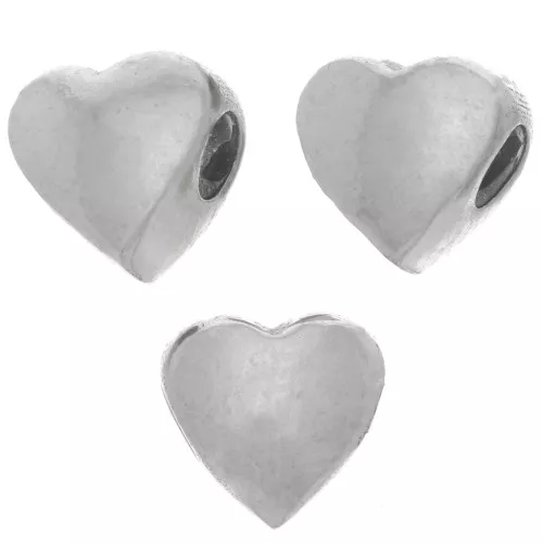 Perlina in argento 925 a forma di cuore 5,5 mm con foro da 1,5 mm x1