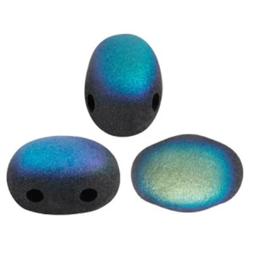 Perle in vetro Samos® di Puca® 7x5 mm Jet Mat AB x10g