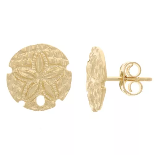 Chiodi di orecchie Sand dollar 12 mm con foro - dorato con oro fino x2