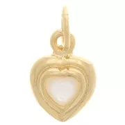 Ciondolo cuore 13x9 mm con madreperla - Dorato con oro fino x1