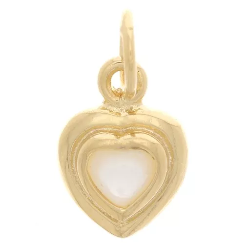 Ciondolo cuore 13x9 mm con madreperla - Dorato con oro fino x1
