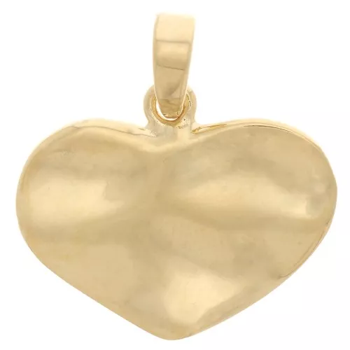 Pendente a cuore martellato 16,5x20 mm -Dorato con oro fino x1