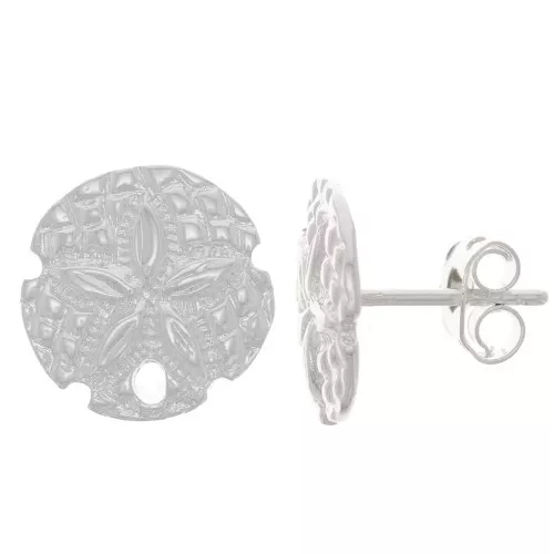 Chiodi di orecchie Sand dollar 12 mm con foro - Placcate argento x2