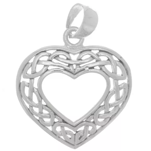 Pendente cuore scavato 21x20 mm - Design celtico - Argento 925 x1