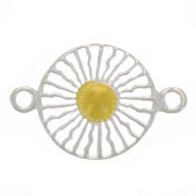 Distanziatore rotondo 10 mm - motivo del sole - Argento 925 dorato x1