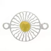 Distanziatore rotondo 10 mm - motivo del sole - Argento 925 dorato x1