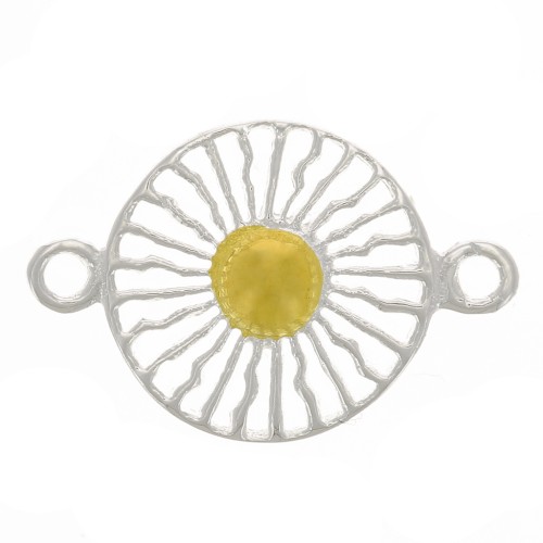 Distanziatore rotondo 10 mm - motivo del sole - Argento 925 dorato x1