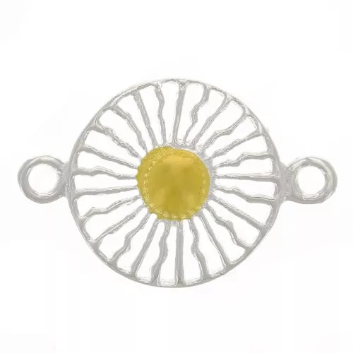 Distanziatore rotondo 10 mm - motivo del sole - Argento 925 dorato x1
