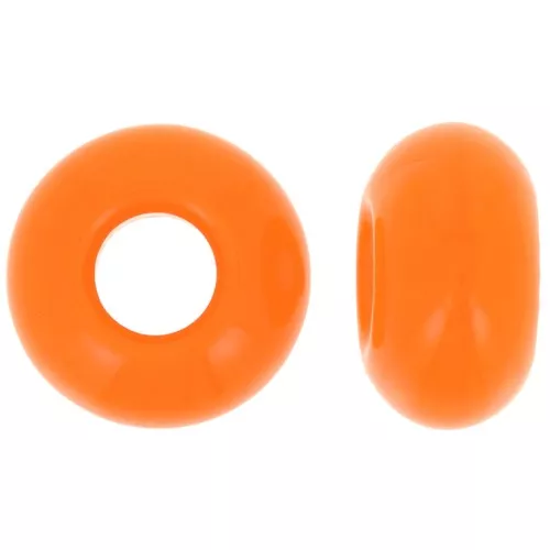 Perlina a foro grande - Donuts 14 mm - Arancione opaco x10