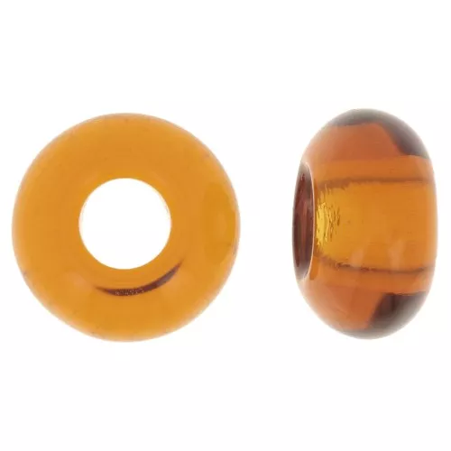 Perlina a foro grande - Donuts 14 mm - Ambra x10