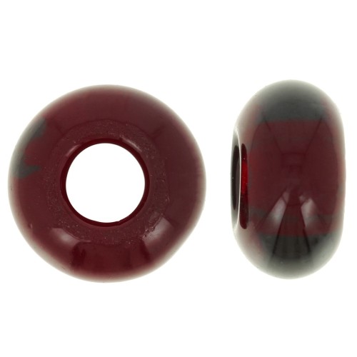 Perlina a foro grande - Donuts 14 mm - Garnet x10