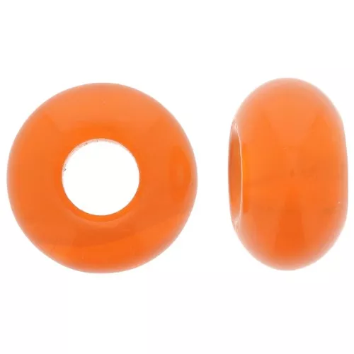 Perlina a foro largo - Donuts 14 mm - Arancione scuro x10