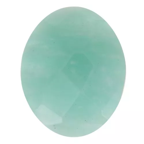 Cabochon ovale sfaccettato 10x8 mm in pietra semipreziosa- Amazzonite x1