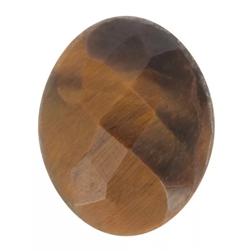 Cabochon ovale sfaccettato 10x8 mm in pietra semipreziosa- Occhio di tigre x1