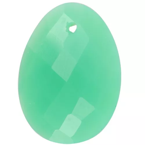 Pendente ovale sfaccettato 20x15 mm in pietra semi preziosa- crisoprasio x1