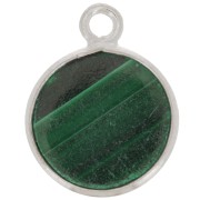 Ciondolo rotondo 11 mm - Pietra semipreziosa- Argento 925 - Malachite x1|raw }}