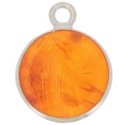 Ciondolo rotondo 11 mm - Pietra semipreziosa- Argento 925 - Corniola x1|raw }}