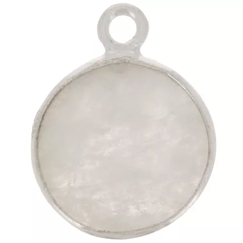 Ciondolo rotondo 11 mm - Pietra semipreziosa- Argento 925 - Pietra di luna x1