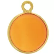 Ciondolo rotondo 11 mm - Pietra semipreziosa - Argento 925 dorato - Corniola x1