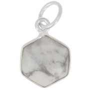 Pendente esagono sfaccettato 15x11 mm - pietra preziosa - Argento 925 - Howlite x1|raw }}