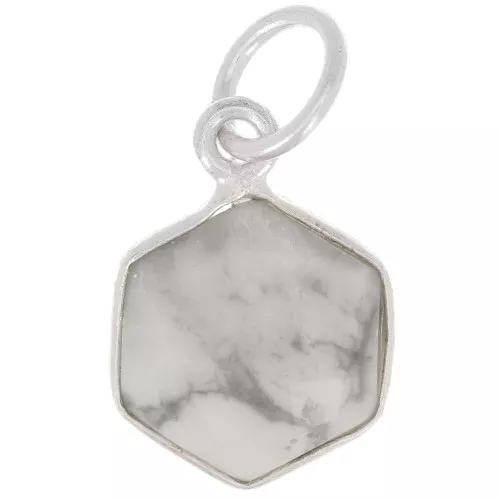 Pendente esagono sfaccettato 15x11 mm - pietra preziosa - Argento 925 - Howlite x1