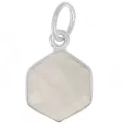 Pendente esagono sfaccettato 15x11mm - Argento 925 - Pietra di luna