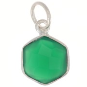 Pendente esagono sfaccettato 15x11 mm - Argento 925 - Onice verde|raw }}
