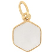 Pendente esagono sfaccettato 15x11 mm - Argento 925 dorato - Pietra di luna|raw }}