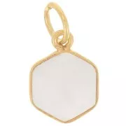 Pendente esagono sfaccettato 15x11 mm - Argento 925 dorato - Pietra di luna