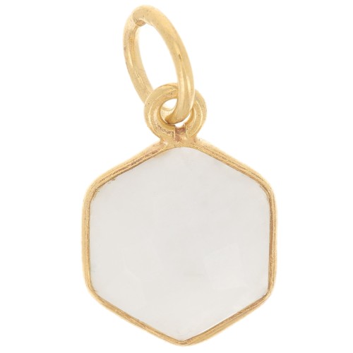 Pendente esagono sfaccettato 15x11 mm - Argento 925 dorato - Pietra di luna