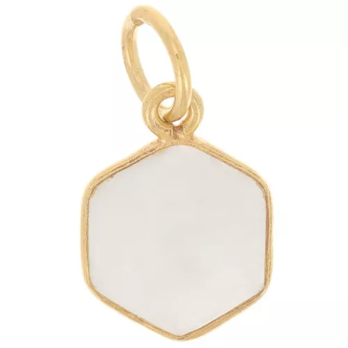 Pendente esagono sfaccettato 15x11 mm - Argento 925 dorato - Pietra di luna