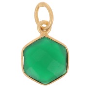 Pendente esagono sfaccettato 15x11mm pietra colorata Arg 925 Oro fino-Onice verde|raw }}