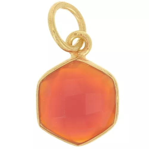 Pendente esagono sfaccettato 15x11mm pietra colorata Arg 925 Oro fino-Onice rossa