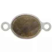 Distanziatore ovale in pietra semi preziosa 13x8 mm - Argento 925 - Labradorite x1