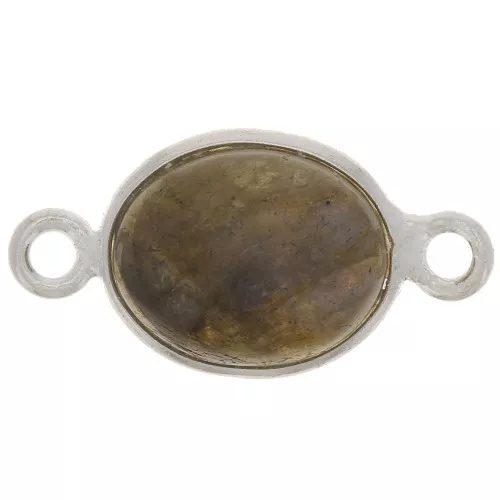 Distanziatore ovale in pietra semi preziosa 13x8 mm - Argento 925 - Labradorite x1