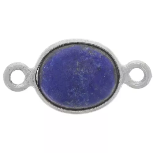 Distanziatore ovale in pietra semi preziosa 13x8 mm - Argento 925-Lapislazzuli x1
