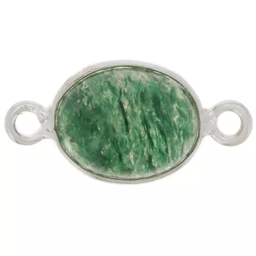 Distanziatore ovale in pietra semi preziosa 13x8 mm - Argento 925 - Avventurina x1